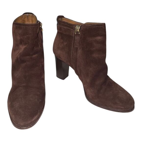 Ralph Lauren Purple Label Elegant Brown Suede Buckle Ankle Boots Size 38 US 8 - Picture 3 of 11